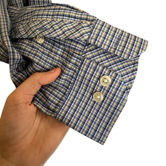 Van Heusen classic fit blue yellow checkered long sleeved button down shirt - Picture 5 of 6